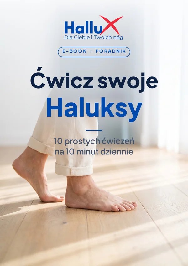 Okładka e-booka HalluX „Ćwicz swoje haluksy” – 10 prostych ćwiczeń na 10 minut dziennie